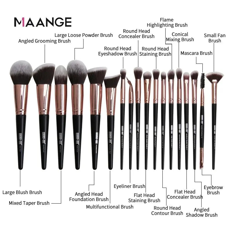 18-Piece Makeup Brush Set with Travel Bag