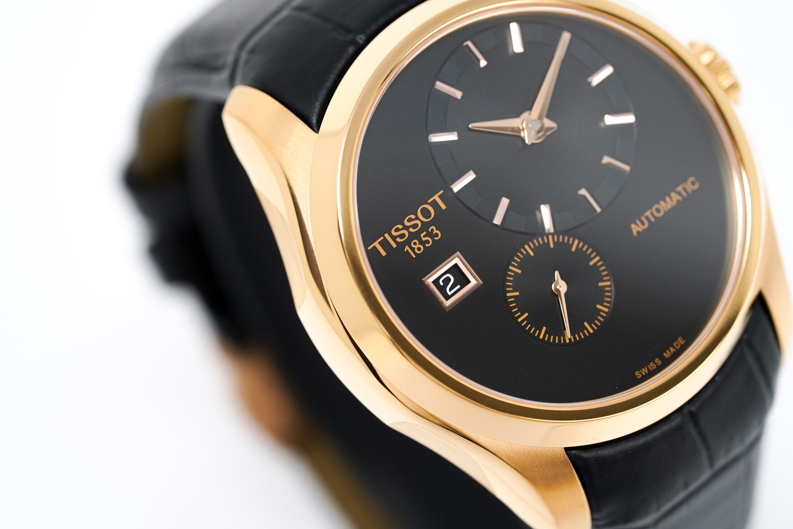 Tissot Mens Couturier Small Second Rose Gold T Classic Automatic Watch Couturier Powermatic 80 Date Purple Rose Gold