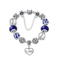 Romantic Love Heart Pendant Bracelet with Rhinestones, Glass Beads(18cm)