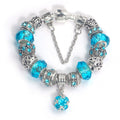 Ethnic Crystal Bead DIY Bracelet blue Alloy Electroplated Big Bead Bracelet(19cm)