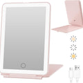 Rechargeable Portable Foldable Makeup Mirror with 3 Color Modes Adjustable Lighting