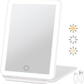 Rechargeable Makeup Mirror with 3 Color Modes, Dimmable Touch Screen LED Lighted Mirror