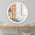 Window Style Mirror - White Circle 100cm