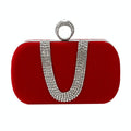 Embellished u Shape Evening Clutch for Ladies - Banquet Ready - Red