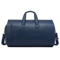 Blue PU Leather Travel Duffel Bag - Large Capacity Waterproof Suit Bag with Shoe Compartment