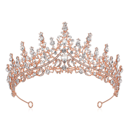 Luxury Full Rhinestone Bridal Tiara - Elegant Alloy Crown Hairband with 3A Grade Crystals  Rose Gold