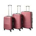 ABS Luggage Suitcase Set 3 Code Lock Travel Carry Bag Trolley Maroon 50/60/70 - Glam Warehouse