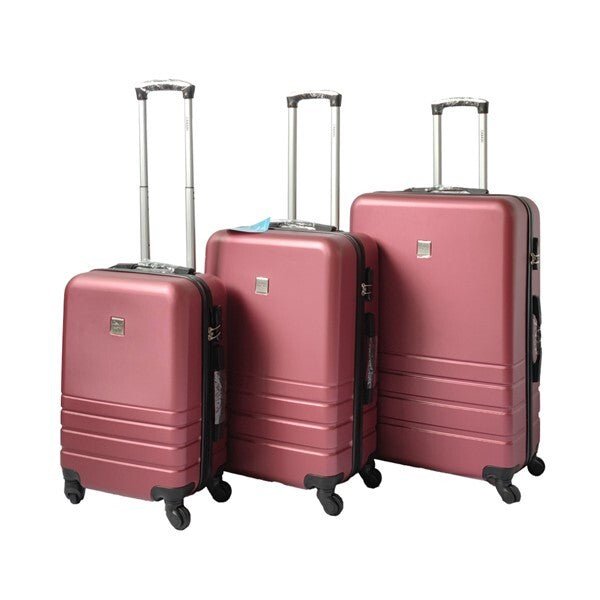 ABS Luggage Suitcase Set 3 Code Lock Travel Carry Bag Trolley Maroon 50/60/70 - Glam Warehouse