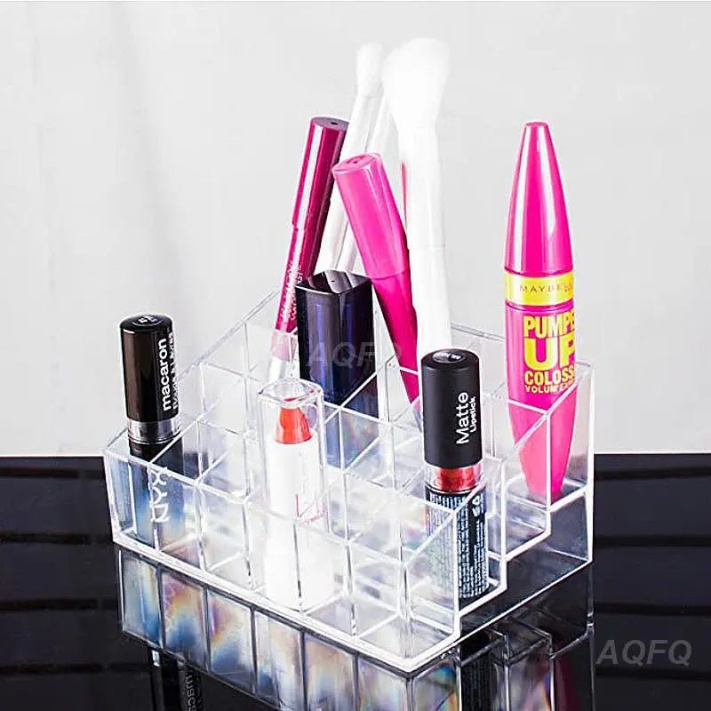Acrylic Clear 40 Grid Lipstick Holder Stand Case Makeup Organizer - Glam Warehouse