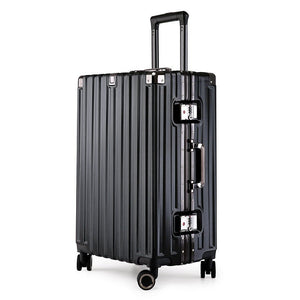 Aluminum Alloy Hard-Shell Suitcase with TSA Lock -20" Spinner Luggage in Black - Glam Warehouse
