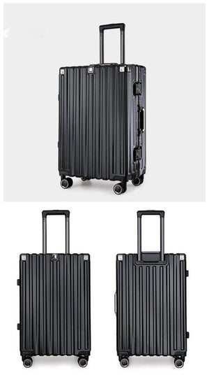 Aluminum Alloy Hard-Shell Suitcase with TSA Lock -20" Spinner Luggage in Black - Glam Warehouse
