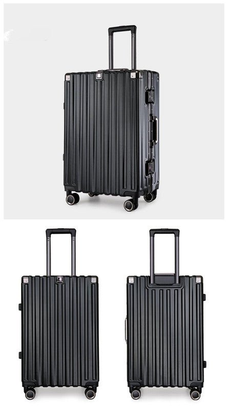 Aluminum Alloy Hard-Shell Suitcase with TSA Lock -20" Spinner Luggage in Black - Glam Warehouse