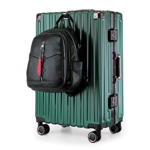 Aluminum Alloy Hard-Shell Suitcase with TSA Lock -20" Spinner Luggage in Green - Glam Warehouse