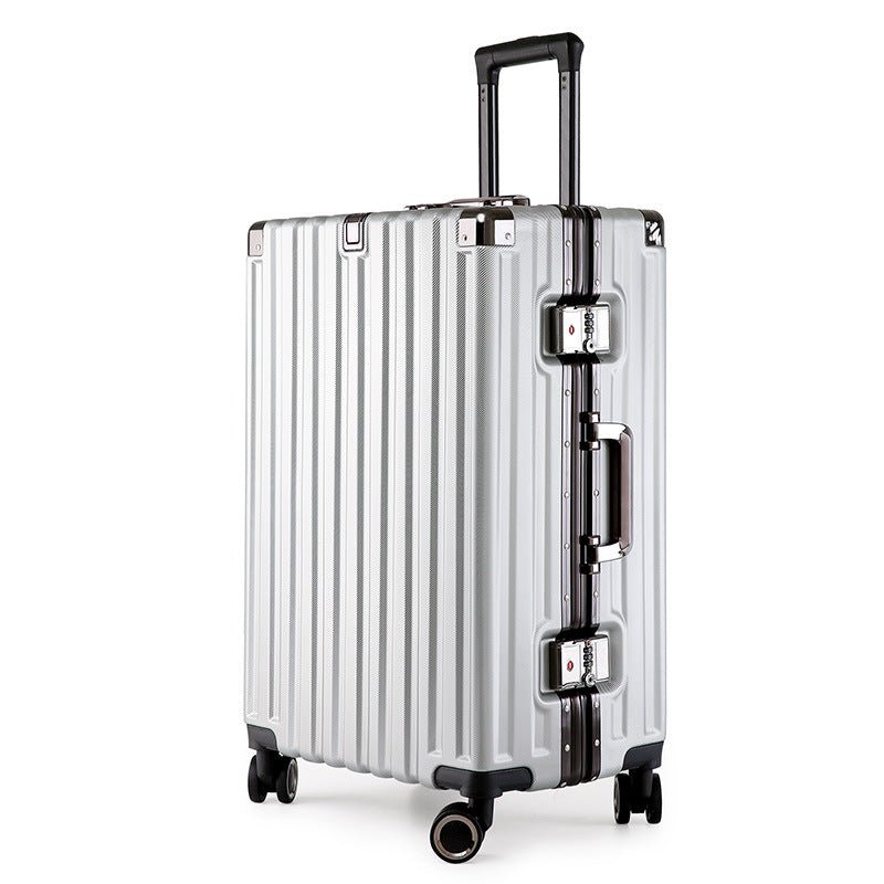Aluminum Alloy Hard-Shell Suitcase with TSA Lock -20" Spinner Luggage in Silver - Glam Warehouse