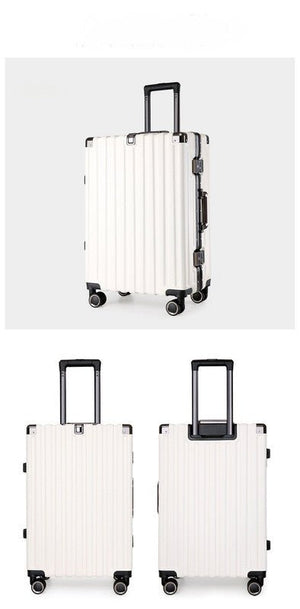 Aluminum Alloy Hard-Shell Suitcase with TSA Lock -20" Spinner Luggage in White - Glam Warehouse