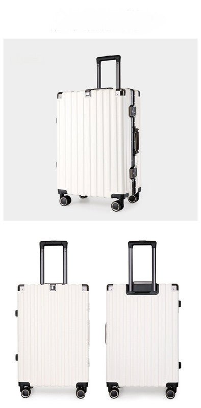 Aluminum Alloy Hard-Shell Suitcase with TSA Lock -20" Spinner Luggage in White - Glam Warehouse