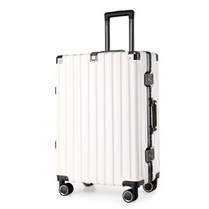 Aluminum Alloy Hard-Shell Suitcase with TSA Lock -20" Spinner Luggage in White - Glam Warehouse