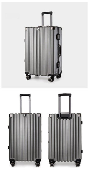 Aluminum Alloy Hard-Shell Suitcase with TSA Lock -22" Spinner Luggage in Grey - Glam Warehouse