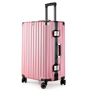 Aluminum Alloy Hard-Shell Suitcase with TSA Lock -22" Spinner Luggage in Pink - Glam Warehouse