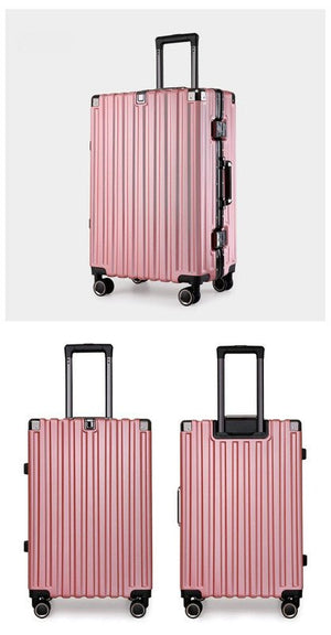 Aluminum Alloy Hard-Shell Suitcase with TSA Lock -22" Spinner Luggage in Pink - Glam Warehouse
