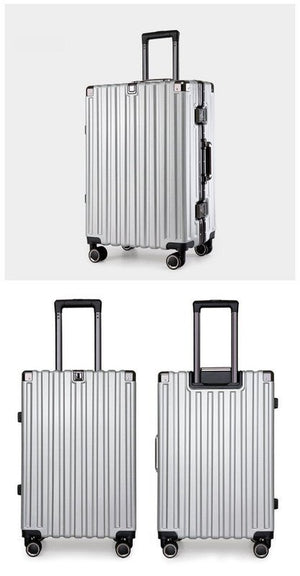 Aluminum Alloy Hard-Shell Suitcase with TSA Lock -22" Spinner Luggage in Silver - Glam Warehouse