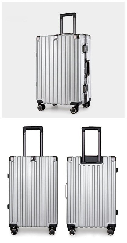 Aluminum Alloy Hard-Shell Suitcase with TSA Lock -22" Spinner Luggage in Silver - Glam Warehouse