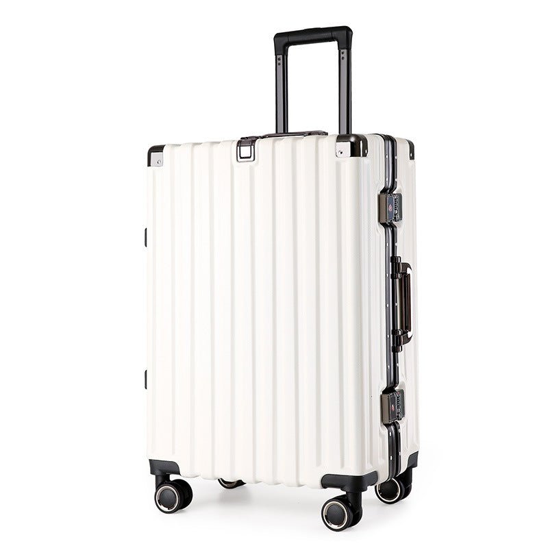 Aluminum Alloy Hard-Shell Suitcase with TSA Lock -22" Spinner Luggage in White - Glam Warehouse