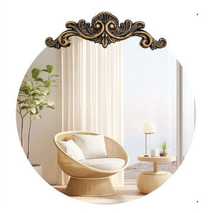 Baroque Antique Round Wall Mirror D�cor 60x64.5cm - Glam Warehouse