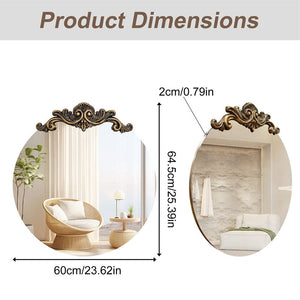 Baroque Antique Round Wall Mirror D�cor 60x64.5cm - Glam Warehouse