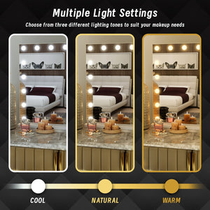 Beauty Mirror with 18 LED Bulbs, Colour Settings, White Frame, and USB A and C Ports - Glam Warehouse