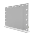 Beauty Mirror with 18 LED Bulbs, Colour Settings, White Frame, and USB A and C Ports - Glam Warehouse