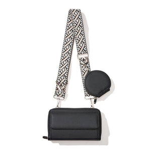 Black 2-piece combination new mobile phone shoulder bag niche design one-shoulder messenger bag mobile phone bag multi-function wide shoulder strap mother-and-child bag - Glam Warehouse