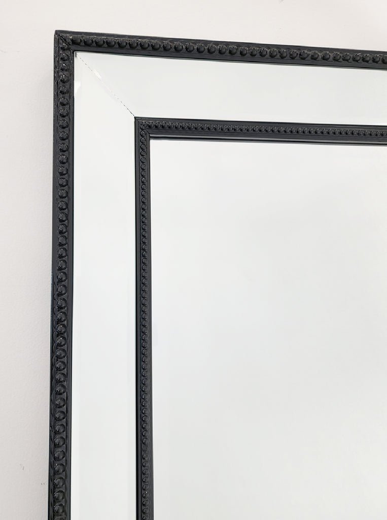 Black Beaded Framed Mirror - Free Standing 50cm x 170cm - Glam Warehouse