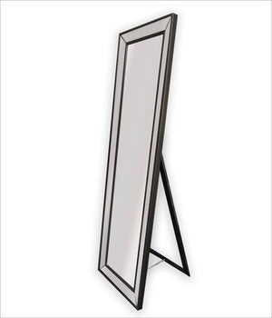 Black Beaded Framed Mirror - Free Standing 50cm x 170cm - Glam Warehouse