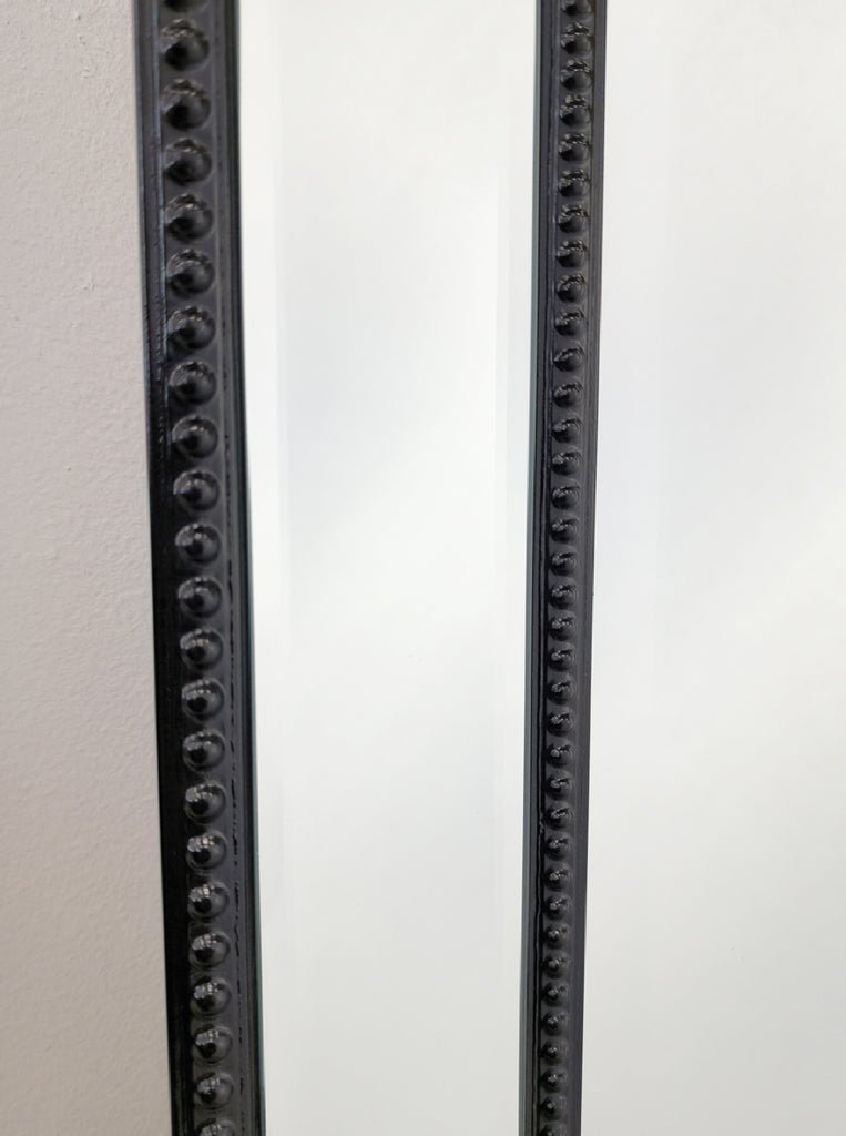 Black Beaded Framed Mirror - Free Standing 50cm x 170cm - Glam Warehouse