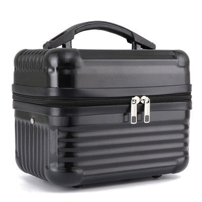 Black Durable Hard Shell Makeup Travel Case - Large Capacity Portable Cosmetic Organizer Box with Handle - Glam Warehouse