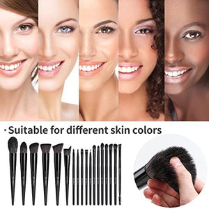 Black Professional Makeup Brush Set (18-Piece): Cruelty-Free, Versatile for Foundation, Blush & Eyeshadow, Ideal for Aussies - Glam Warehouse