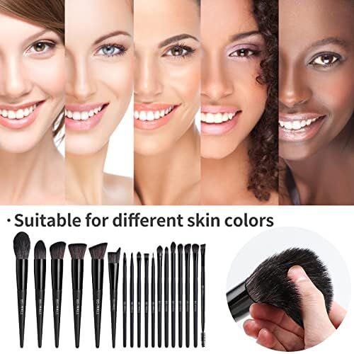 Black Professional Makeup Brush Set (18-Piece): Cruelty-Free, Versatile for Foundation, Blush & Eyeshadow, Ideal for Aussies - Glam Warehouse