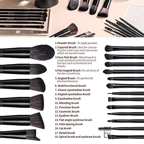 Black Professional Makeup Brush Set (18-Piece): Cruelty-Free, Versatile for Foundation, Blush & Eyeshadow, Ideal for Aussies - Glam Warehouse