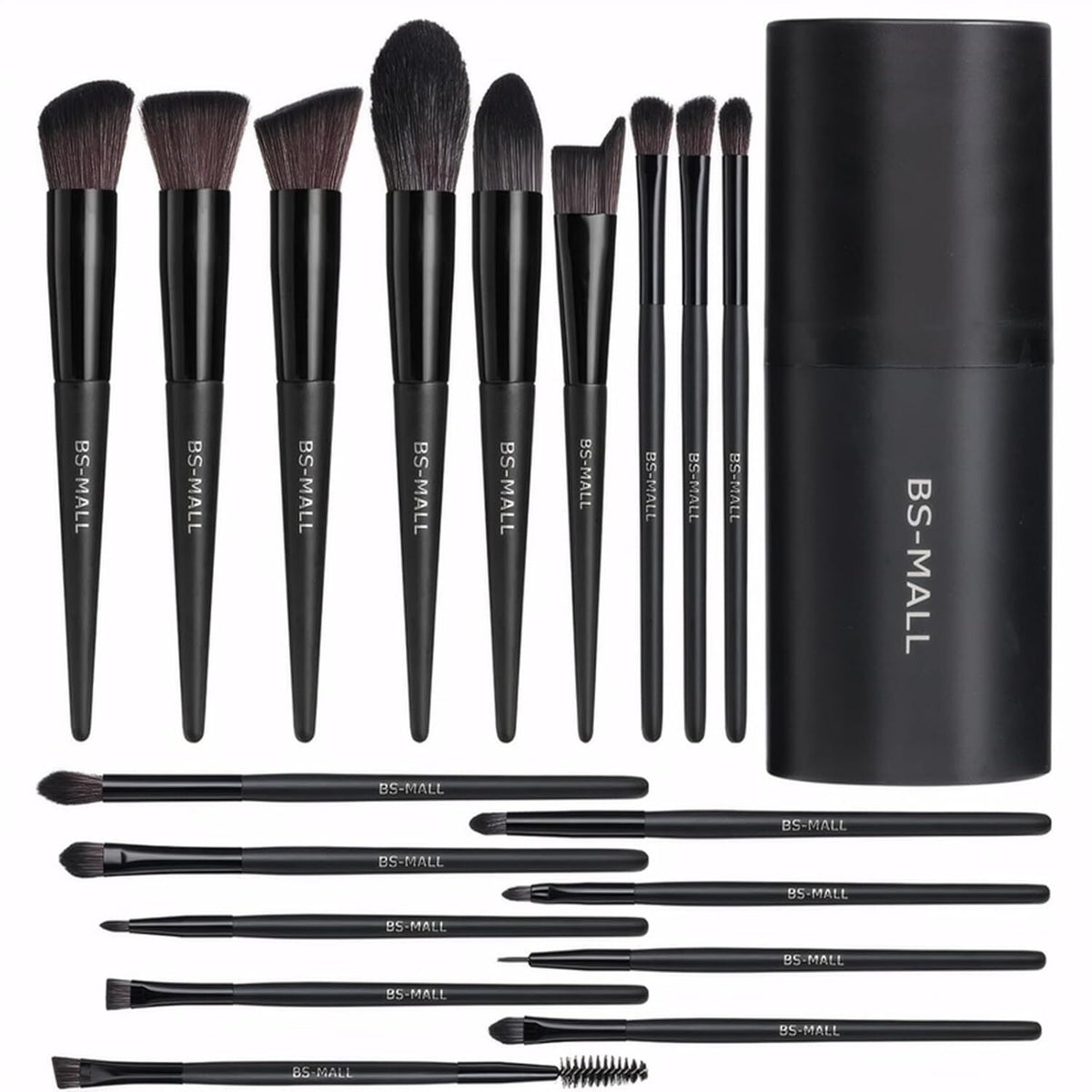 Black Professional Makeup Brush Set (18-Piece): Cruelty-Free, Versatile for Foundation, Blush & Eyeshadow, Ideal for Aussies - Glam Warehouse