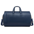 Blue PU Leather Travel Duffel Bag - Large Capacity Waterproof Suit Bag with Shoe Compartment - Glam Warehouse