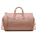 Champagne PU Leather Travel Duffel Bag - Large Capacity Waterproof Suit Bag with Shoe Compartment - Glam Warehouse