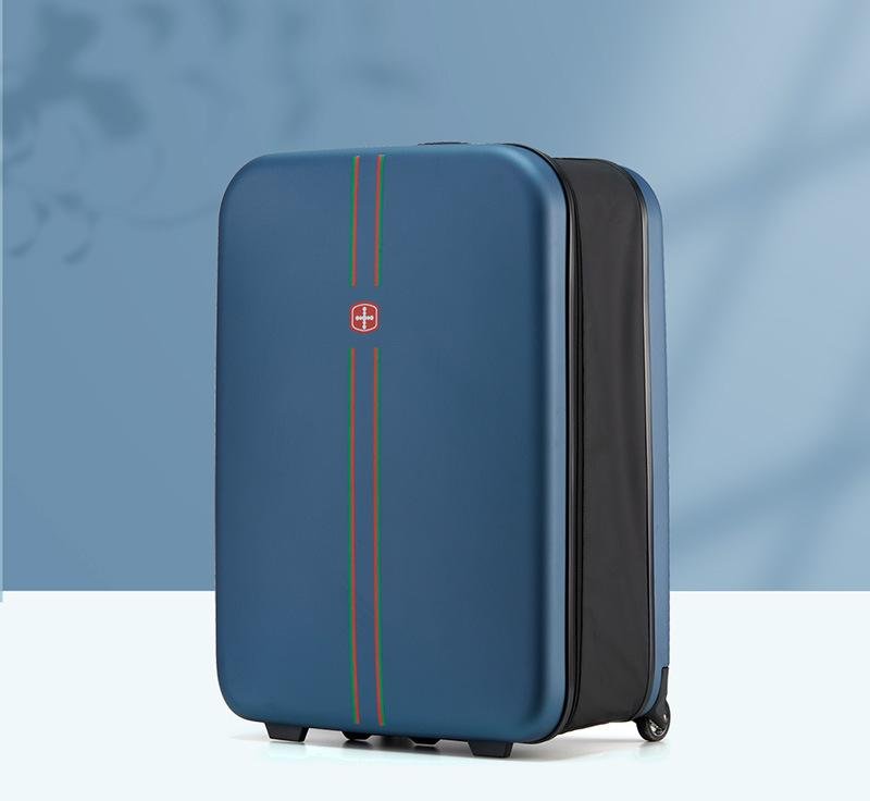 Compact Expandable Foldable Luggage - Reinforced Alloy Handle & Silent Wheels(dark blue) - Glam Warehouse