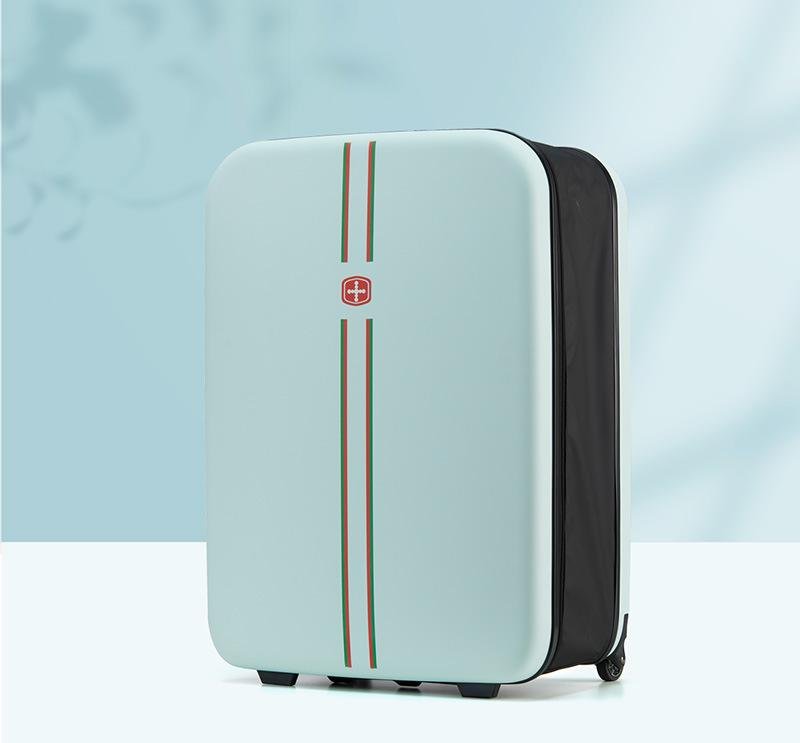 Compact Expandable Foldable Luggage - Reinforced Alloy Handle & Silent Wheels(light green) - Glam Warehouse
