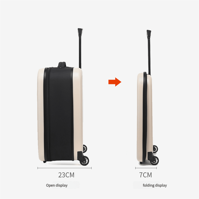 Compact Expandable Foldable Luggage - Reinforced Alloy Handle & Silent Wheels(white) - Glam Warehouse