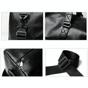 Compact Travel Bag with Shoe Storage - Brown - Glam Warehouse