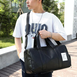 Compact Travel Bag with Shoe Storage - Brown - Glam Warehouse