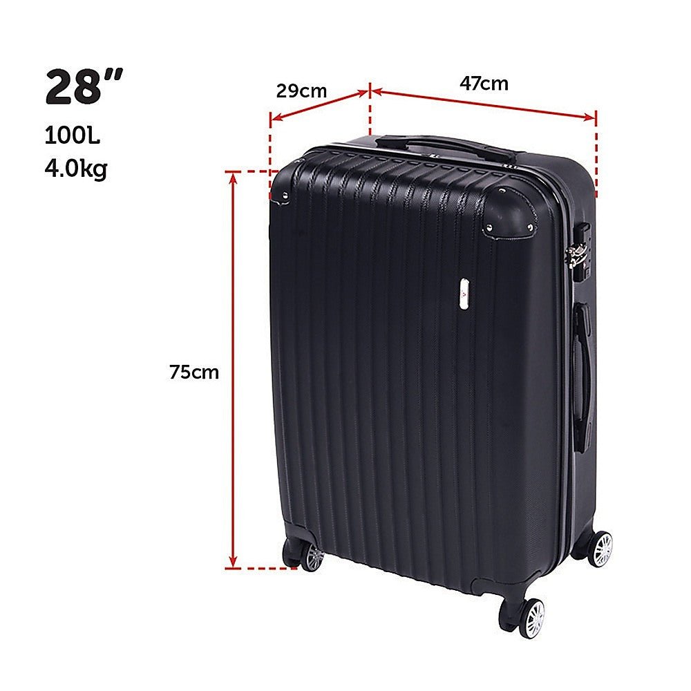 Delegate Suitcases Luggage Set 20" 24" 28"Carry On Trolley TSA Travel Bag - Glam Warehouse