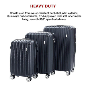 Delegate Suitcases Luggage Set 20" 24" 28"Carry On Trolley TSA Travel Bag - Glam Warehouse