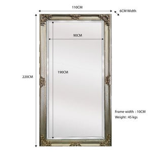 Deluxe French Provincial Ornate Mirror - Champagne - X large 210cm x 110cm - Glam Warehouse